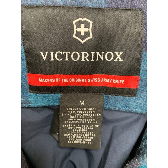 Rare Victorinox Mens Coat Medium Wool Blend Plaid Blue RD10715 - Picture 2 of 16